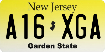 NJ license plate A16XGA