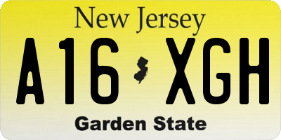 NJ license plate A16XGH