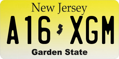 NJ license plate A16XGM