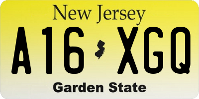 NJ license plate A16XGQ