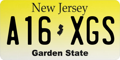 NJ license plate A16XGS