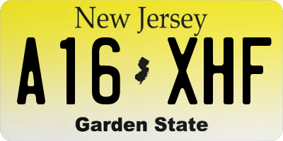 NJ license plate A16XHF