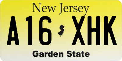 NJ license plate A16XHK