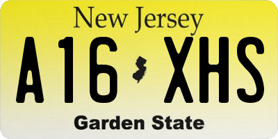 NJ license plate A16XHS
