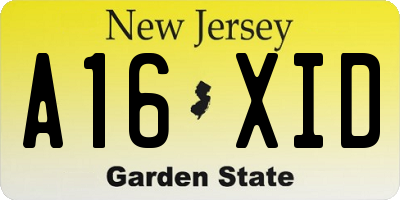 NJ license plate A16XID