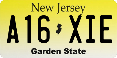 NJ license plate A16XIE