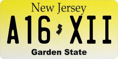 NJ license plate A16XII
