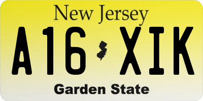 NJ license plate A16XIK