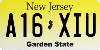 NJ license plate A16XIU