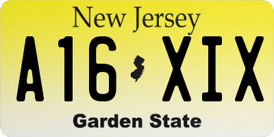 NJ license plate A16XIX
