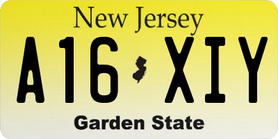 NJ license plate A16XIY