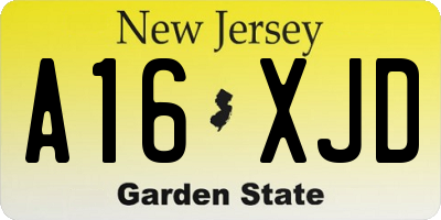 NJ license plate A16XJD