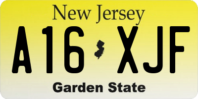 NJ license plate A16XJF