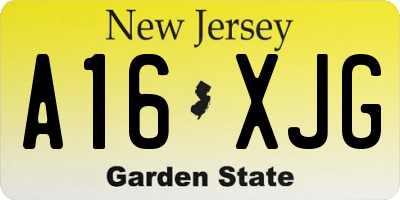 NJ license plate A16XJG