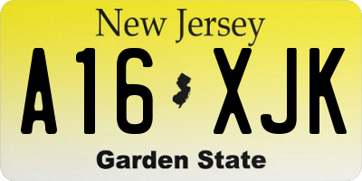 NJ license plate A16XJK