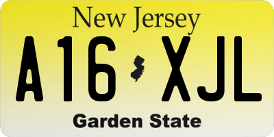 NJ license plate A16XJL