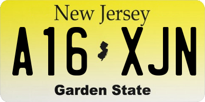 NJ license plate A16XJN
