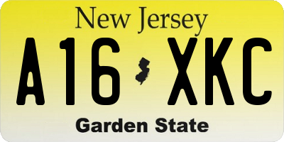 NJ license plate A16XKC