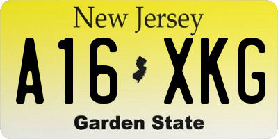 NJ license plate A16XKG