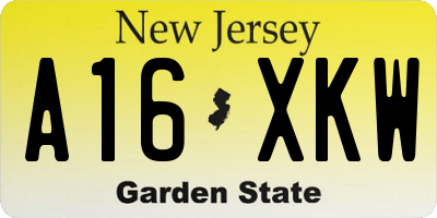 NJ license plate A16XKW