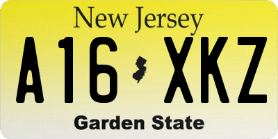 NJ license plate A16XKZ