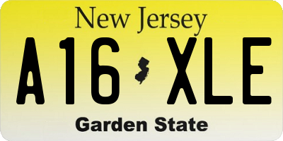 NJ license plate A16XLE