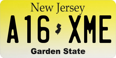 NJ license plate A16XME