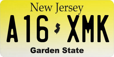 NJ license plate A16XMK
