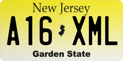 NJ license plate A16XML
