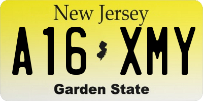 NJ license plate A16XMY