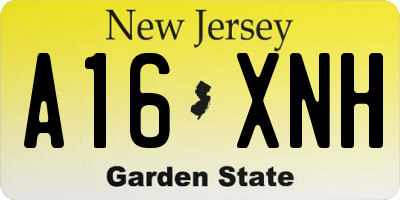 NJ license plate A16XNH