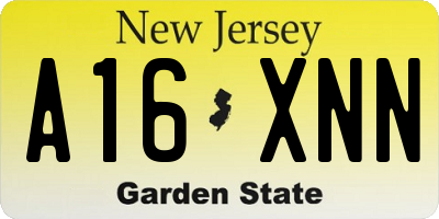 NJ license plate A16XNN
