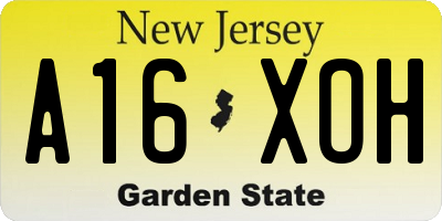 NJ license plate A16XOH