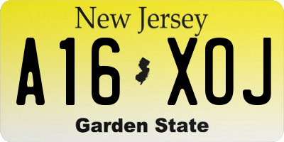 NJ license plate A16XOJ