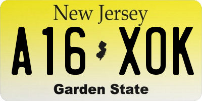NJ license plate A16XOK