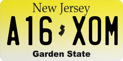 NJ license plate A16XOM