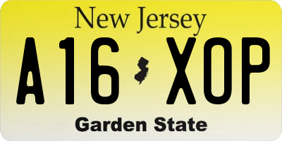NJ license plate A16XOP