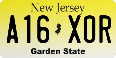 NJ license plate A16XOR