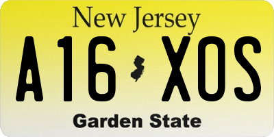 NJ license plate A16XOS