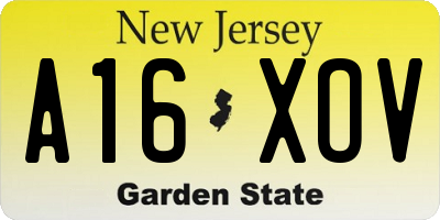 NJ license plate A16XOV