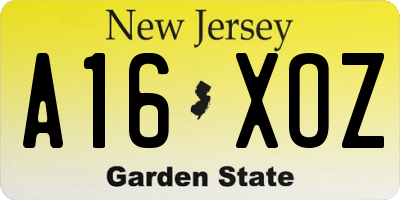 NJ license plate A16XOZ