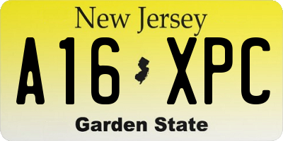 NJ license plate A16XPC