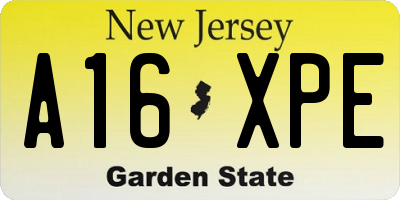 NJ license plate A16XPE