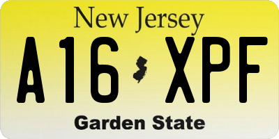 NJ license plate A16XPF