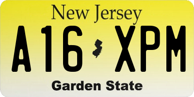 NJ license plate A16XPM