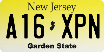 NJ license plate A16XPN