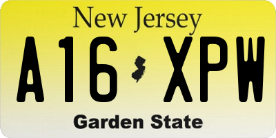 NJ license plate A16XPW