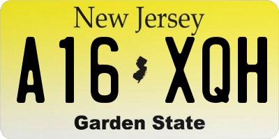 NJ license plate A16XQH