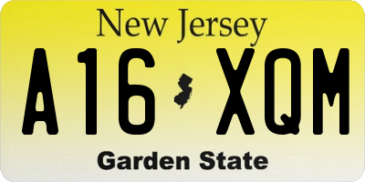 NJ license plate A16XQM