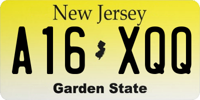 NJ license plate A16XQQ
